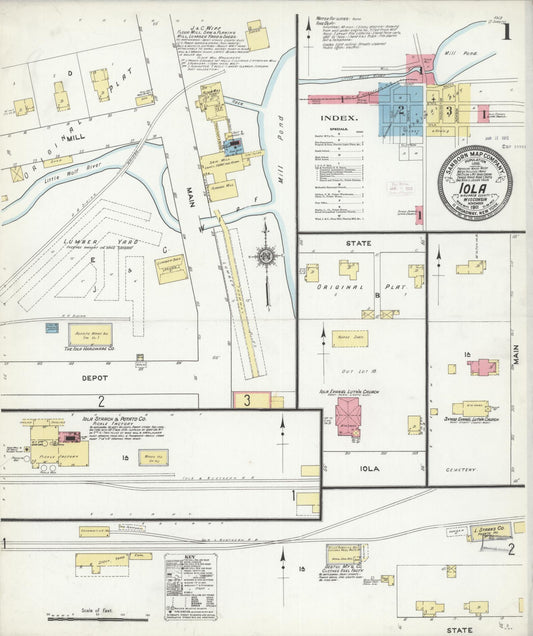 Sanborn Fire Insurance Map from Iola, Waupaca County, Wisconsin (1911), Sheet #0001 - Complete Map Set gallery image, historic Sanborn map, vintage wall art, Wisconsin Wisconsin