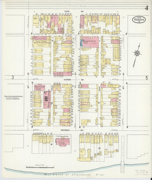 Sanborn Fire Insurance Map from Renovo, Clinton County, Pennsylvania (1911), Sheet #0004 - Historic Sanborn Fire Insurance Map Print, vintage old map wall art, antique decor, genealogy gift, Pennsylvania Pennsylvania map