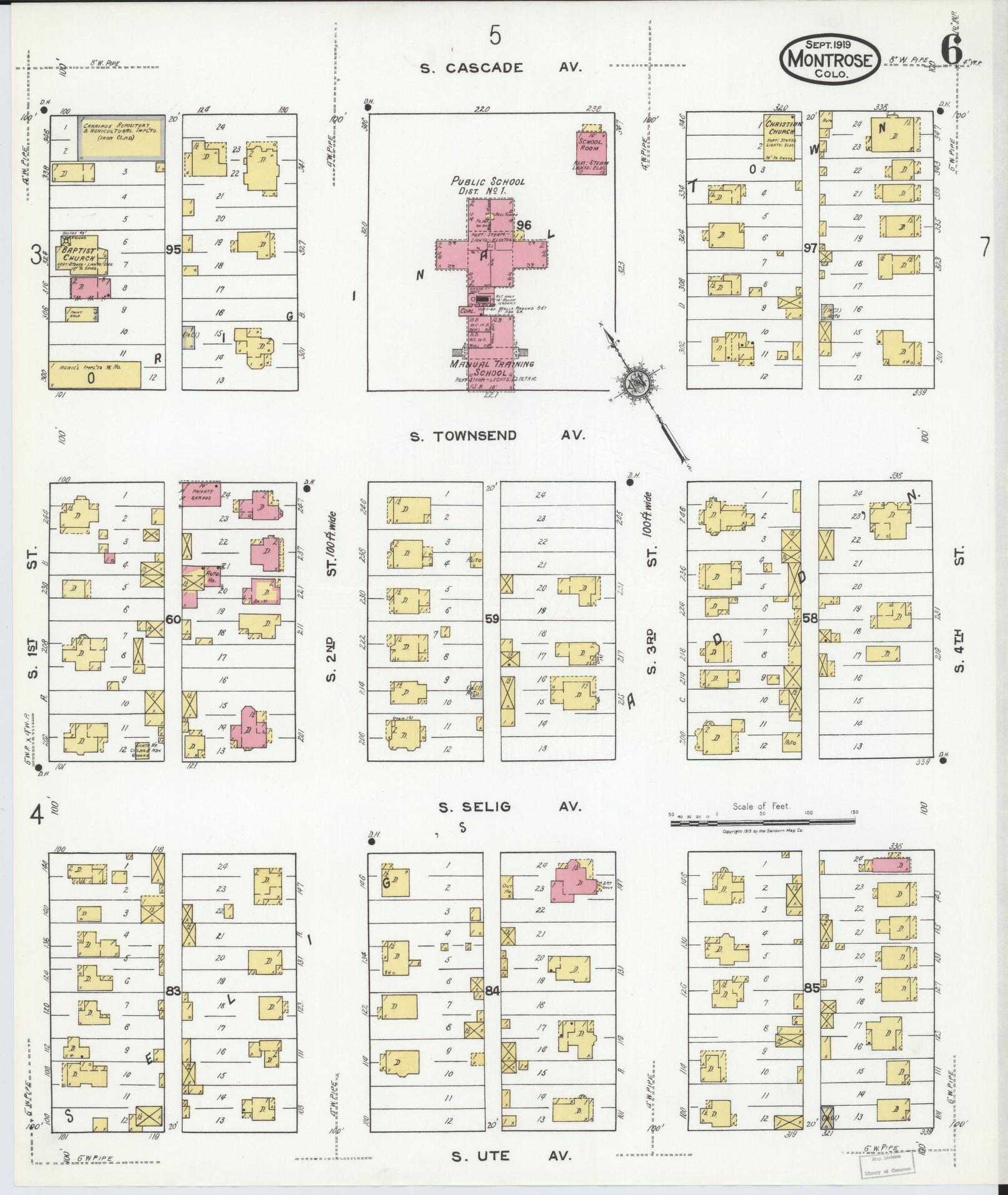 Sanborn Fire Insurance Map from Montrose, Montrose County, Colorado (1919), Sheet #0006 - Complete Map Set gallery image, historic Sanborn map, vintage wall art, Colorado Colorado