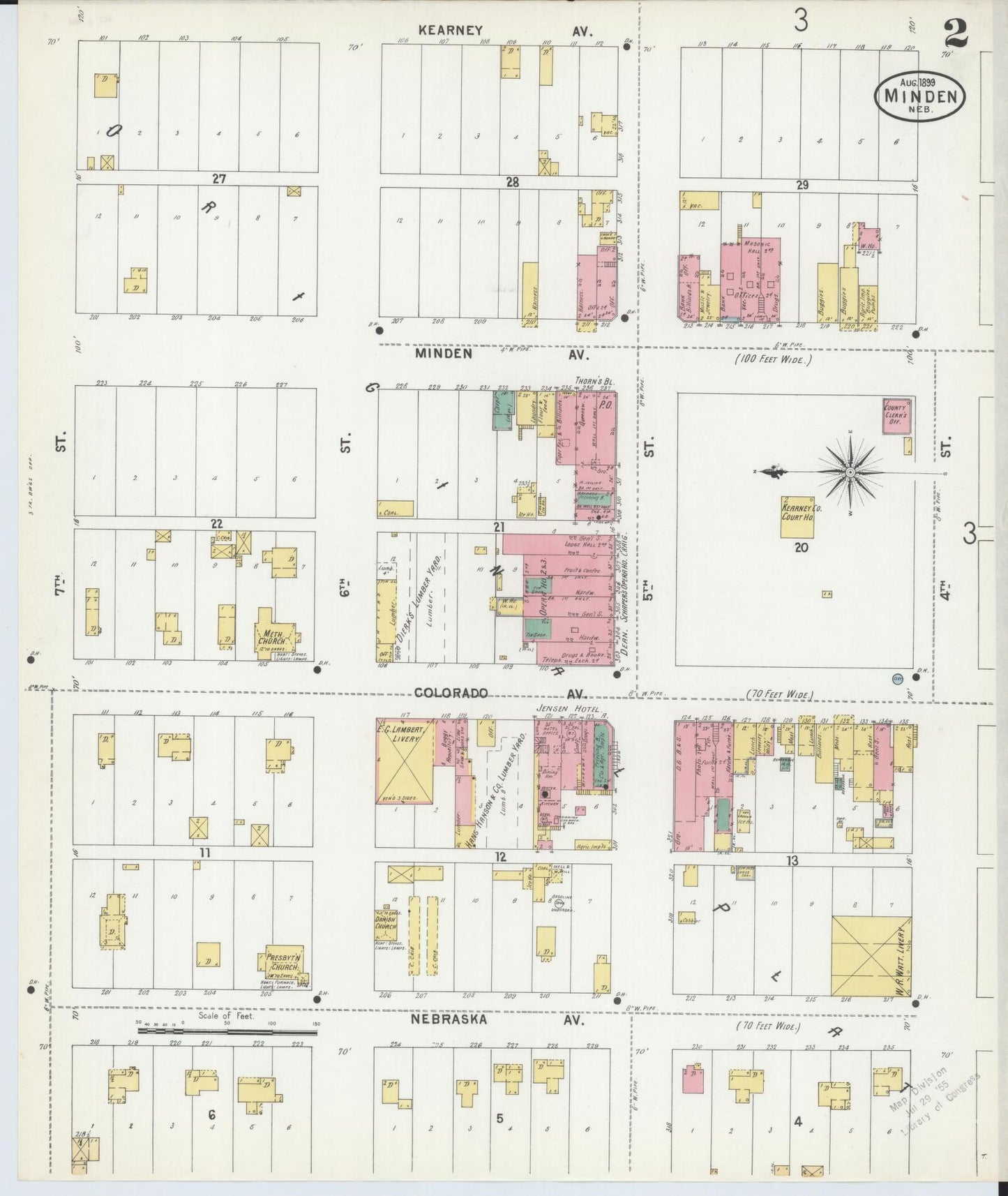 Sanborn Fire Insurance Map from Minden, Kearney County, Nebraska (1899), Sheet #0002 - Complete Map Set gallery image, historic Sanborn map, vintage wall art, Nebraska Nebraska