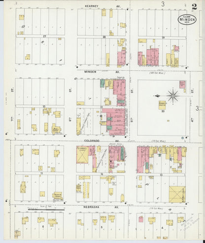 Sanborn Fire Insurance Map from Minden, Kearney County, Nebraska (1899), Sheet #0002 - Complete Map Set gallery image, historic Sanborn map, vintage wall art, Nebraska Nebraska