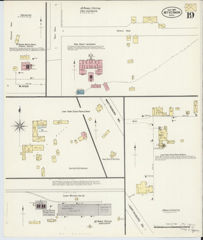 Sanborn Fire Insurance Map from Mount Vernon, Knox County, Ohio (1907), Sheet #0019 - Historic Sanborn Fire Insurance Map Print, vintage old map wall art, antique decor, genealogy gift, Ohio Ohio map