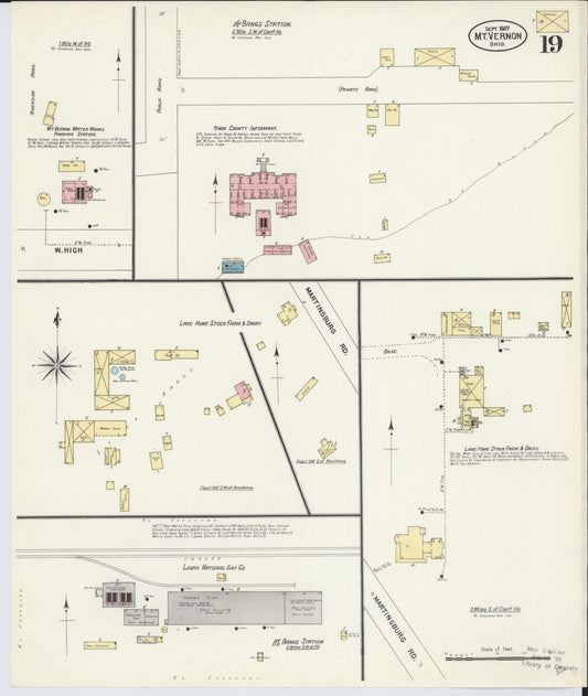 Sanborn Fire Insurance Map from Mount Vernon, Knox County, Ohio (1907), Sheet #0019 - Historic Sanborn Fire Insurance Map Print, vintage old map wall art, antique decor, genealogy gift, Ohio Ohio map