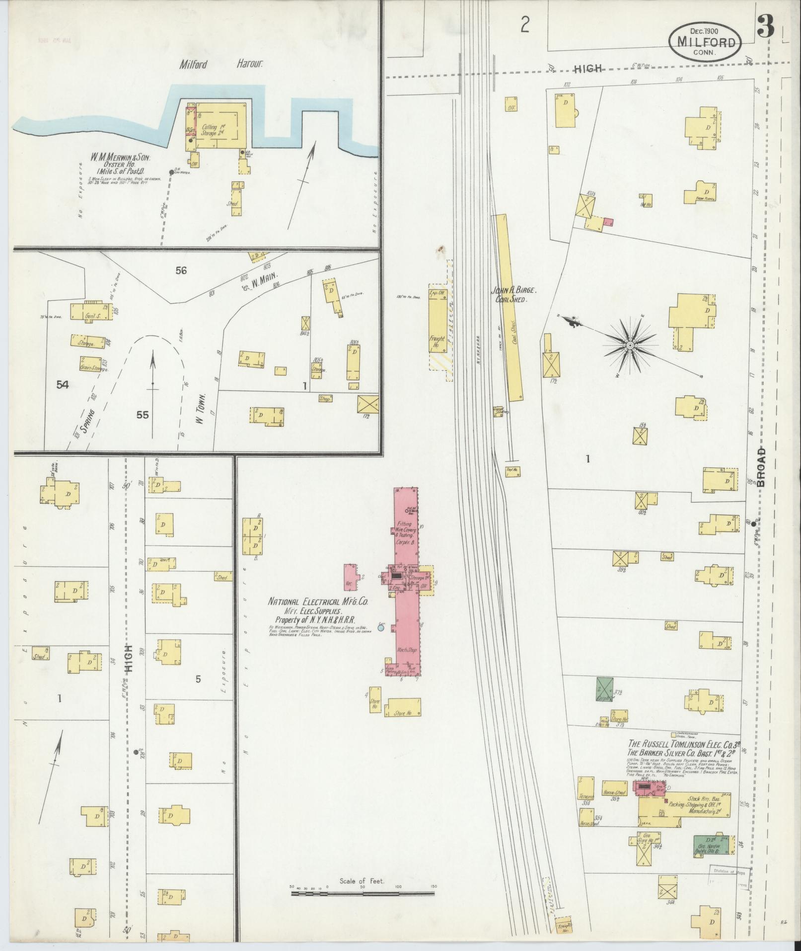Sanborn Fire Insurance Map from Milford, New Haven County, Connecticut (1900), Sheet #0003 - Complete Map Set gallery image, historic Sanborn map, vintage wall art, Connecticut Connecticut