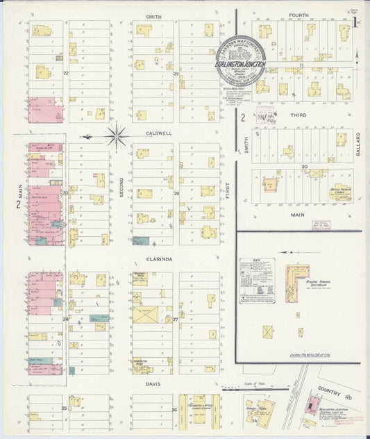 Sanborn Fire Insurance Map from Burlington Junction, Nodaway County, Missouri (1909), Sheet #0001 - Complete Map Set gallery image, historic Sanborn map, vintage wall art, Missouri Missouri