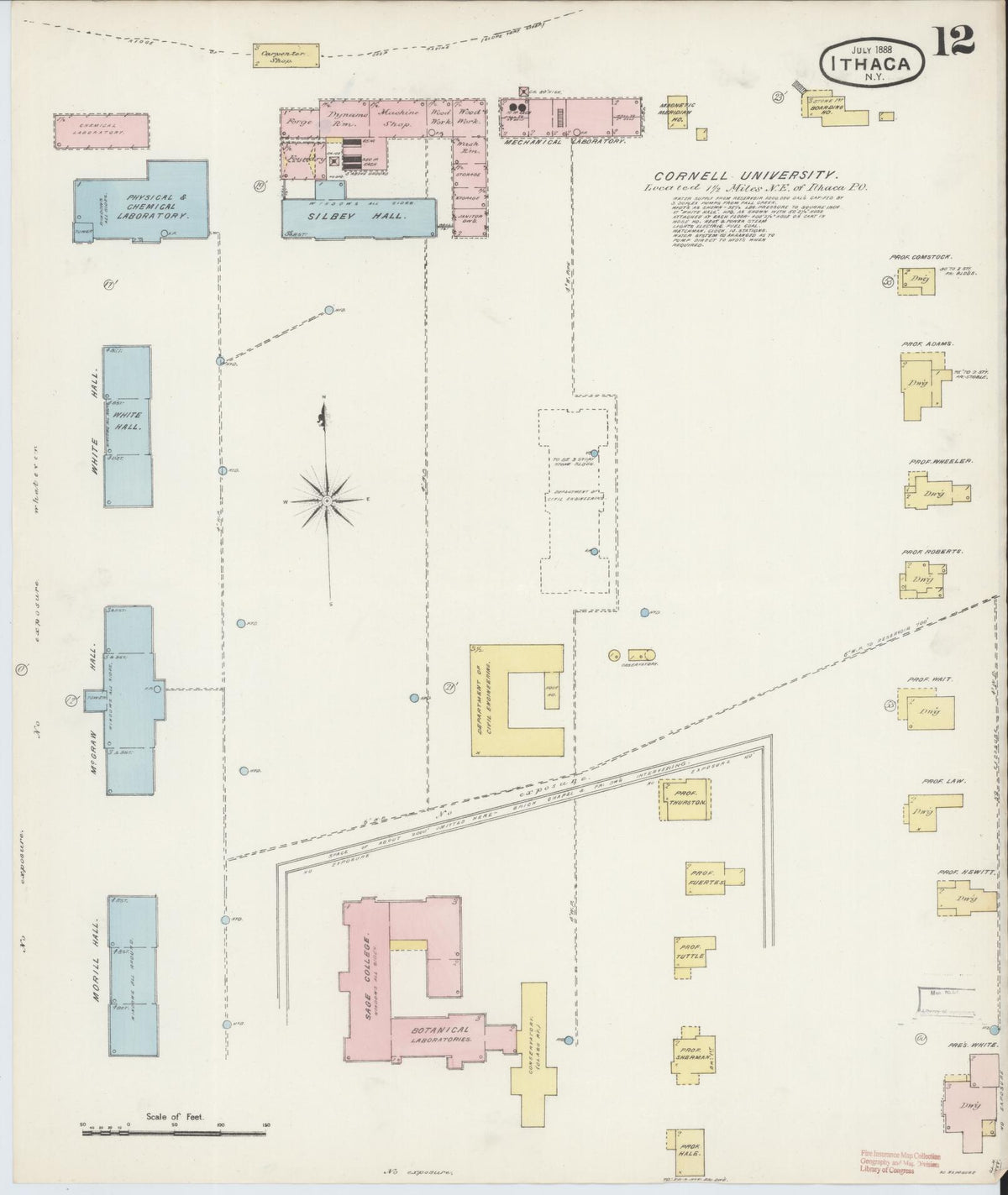Sanborn Fire Insurance Map from Ithaca, Tompkins County, New York (1888), Sheet #0012 - Complete Map Set gallery image, historic Sanborn map, vintage wall art, New York New York