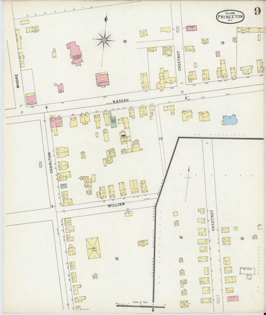 Sanborn Fire Insurance Map from Princeton, Mercer County, New Jersey (1895), Sheet #0009 - Historic Sanborn Fire Insurance Map Print, vintage old map wall art, antique decor, genealogy gift, New Jersey New Jersey map