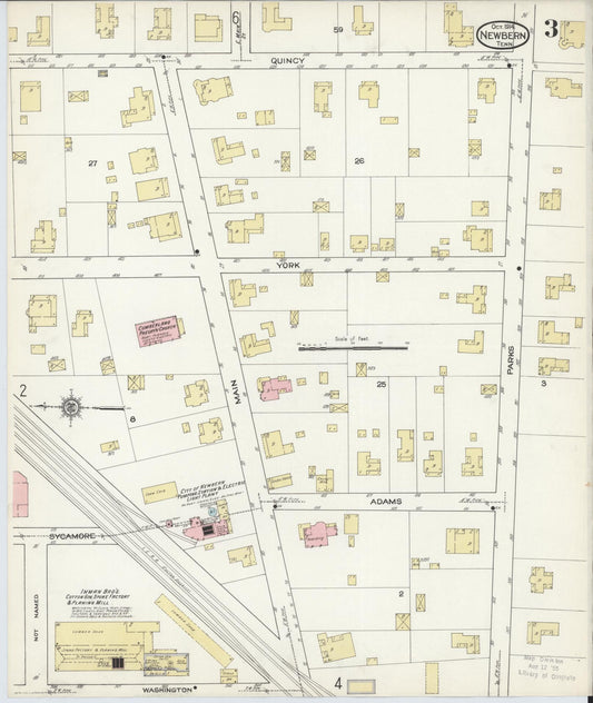 Sanborn Fire Insurance Map from Newbern, Dyer County, Tennessee (1914), Sheet #0003 - Historic Sanborn Fire Insurance Map Print, vintage old map wall art, antique decor, genealogy gift, Tennessee Tennessee map