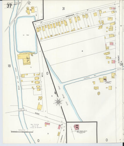 Sanborn Fire Insurance Map from Hamilton, Butler County, Ohio (1899), Sheet #0037 - Historic Sanborn Fire Insurance Map Print, vintage old map wall art, antique decor, genealogy gift, Ohio Ohio map
