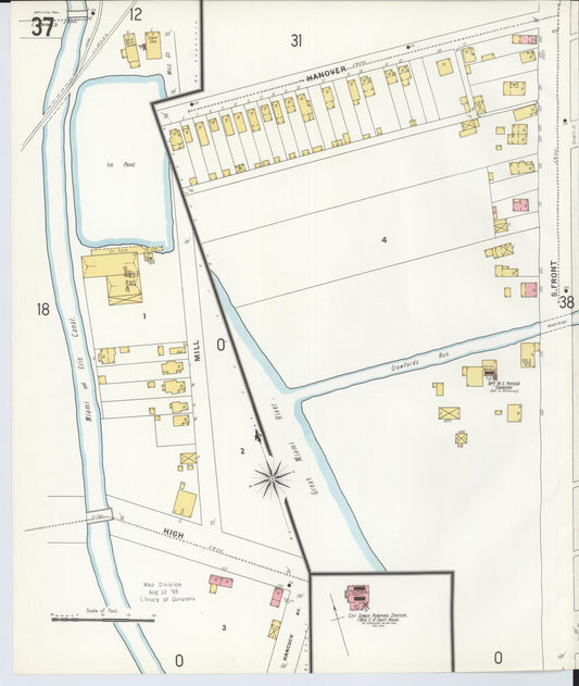 Sanborn Fire Insurance Map from Hamilton, Butler County, Ohio (1899), Sheet #0037 - Historic Sanborn Fire Insurance Map Print, vintage old map wall art, antique decor, genealogy gift, Ohio Ohio map