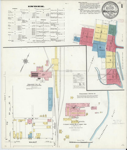 Sanborn Fire Insurance Map from Wrightsville, York County, Pennsylvania (1909), Sheet #0001 - Historic Sanborn Fire Insurance Map Print, vintage old map wall art, antique decor, genealogy gift, Pennsylvania Pennsylvania map