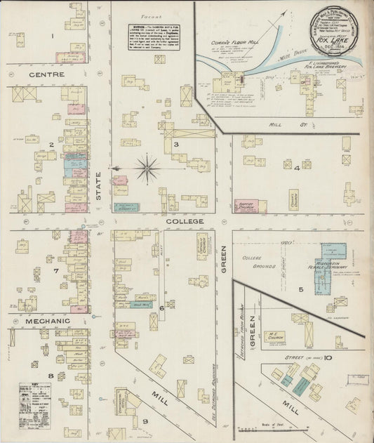Sanborn Fire Insurance Map from Fox Lake, Dodge County, Wisconsin (1884), Sheet #0001 - Historic Sanborn Fire Insurance Map Print, vintage old map wall art, antique decor, genealogy gift, Wisconsin Wisconsin map