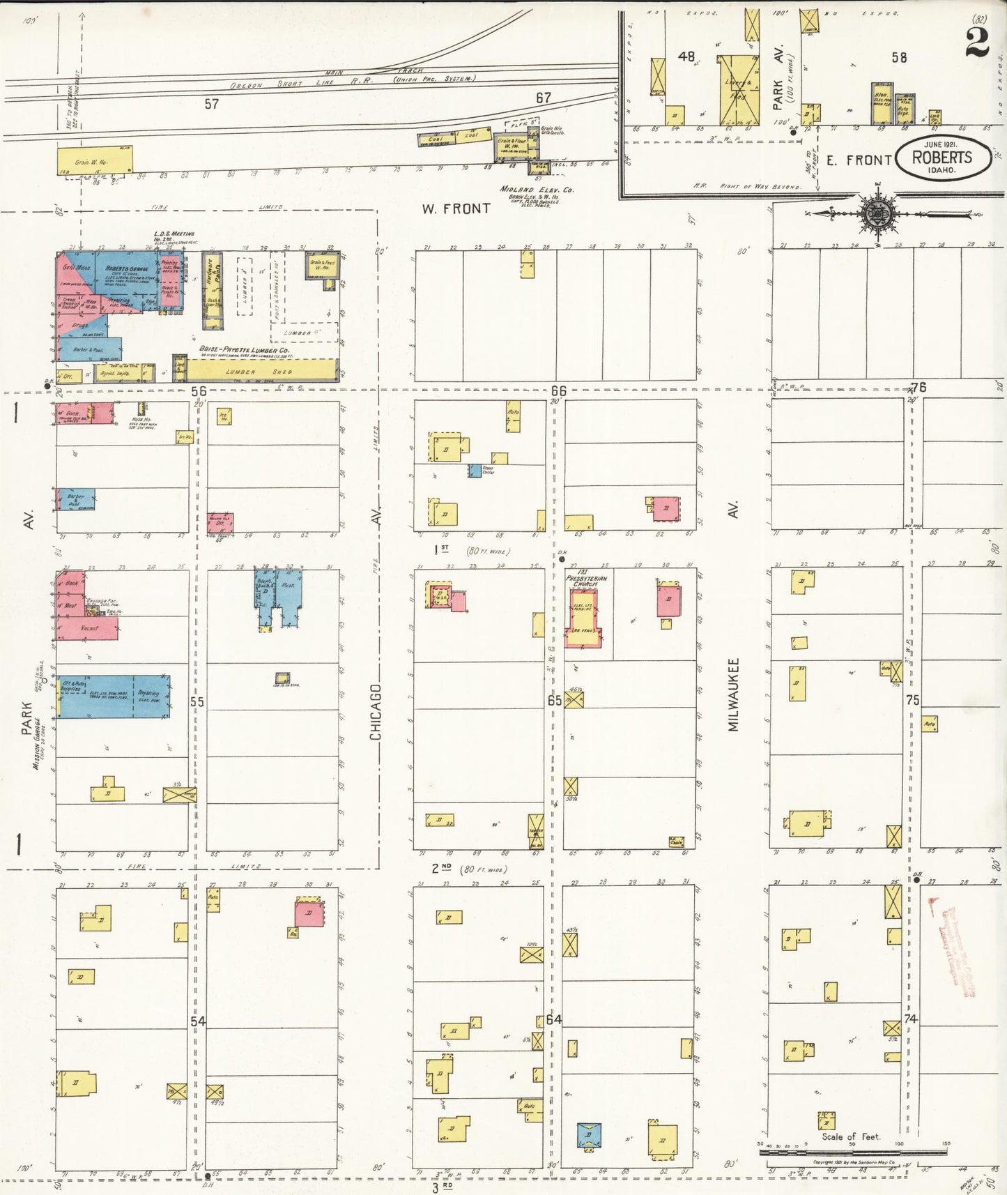 Sanborn Fire Insurance Map from Roberts, Jefferson County, Idaho (1921), Sheet #0002 - Complete Map Set gallery image, historic Sanborn map, vintage wall art, Idaho Idaho