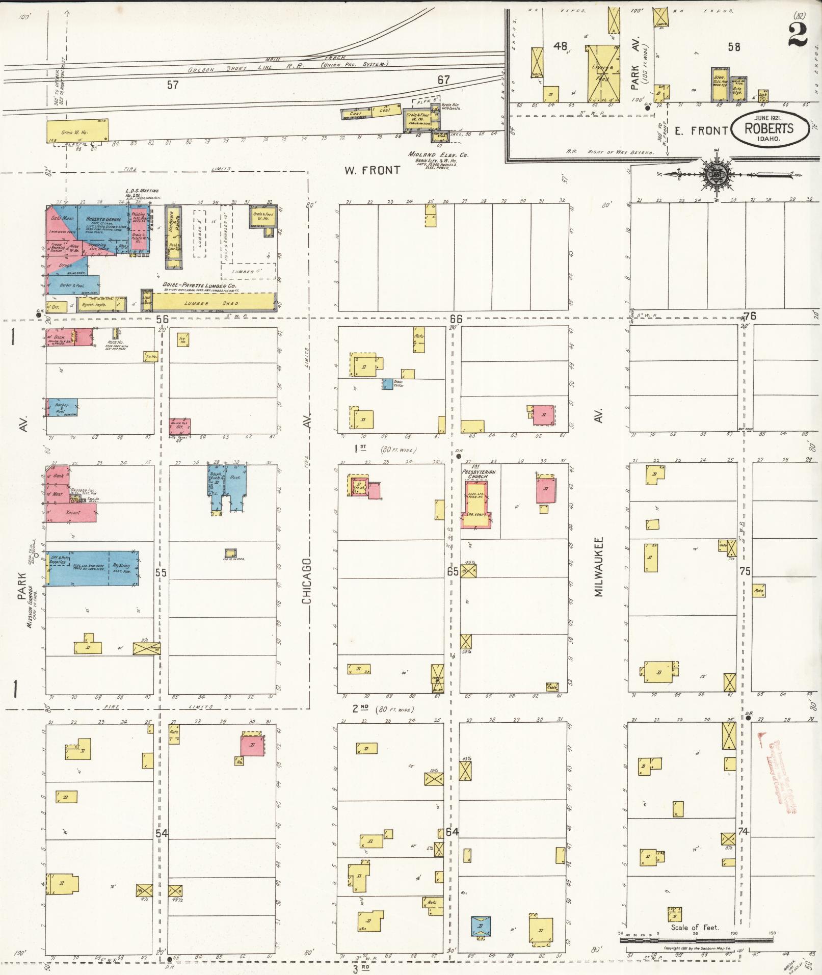 Sanborn Fire Insurance Map from Roberts, Jefferson County, Idaho (1921), Sheet #0002 - Complete Map Set gallery image, historic Sanborn map, vintage wall art, Idaho Idaho