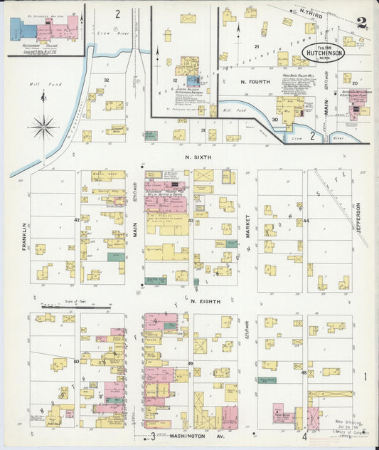 Sanborn Fire Insurance Map from Hutchinson, Mcleod County, Minnesota (1909), Sheet #0002 - Historic Sanborn Fire Insurance Map Print, vintage old map wall art, antique decor, genealogy gift, Minnesota Minnesota map