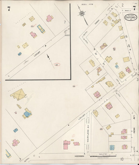 Sanborn Fire Insurance Map from Oxford, Chester County, Pennsylvania (1940), Sheet #0007 - Historic Sanborn Fire Insurance Map Print, vintage old map wall art, antique decor, genealogy gift, Pennsylvania Pennsylvania map