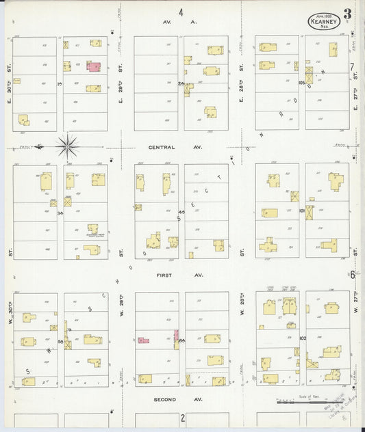 Sanborn Fire Insurance Map from Kearney, Buffalo County, Nebraska (1909), Sheet #0003 - Historic Sanborn Fire Insurance Map Print, vintage old map wall art, antique decor, genealogy gift, Nebraska Nebraska map