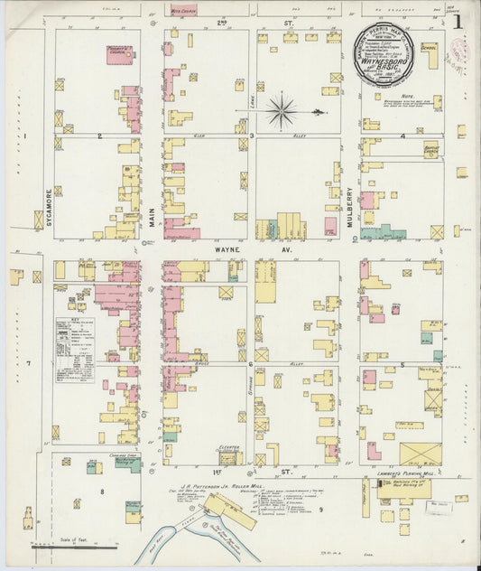Sanborn Fire Insurance Map from Waynesboro, Independent Cities, Virginia (1897), Sheet #0001 - Complete Map Set gallery image, historic Sanborn map, vintage wall art, Virginia Virginia