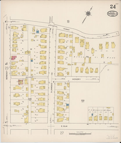 Sanborn Fire Insurance Map from Norwalk, Huron County, Ohio (1922), Sheet #0024 - Historic Sanborn Fire Insurance Map Print, vintage old map wall art, antique decor, genealogy gift, Ohio Ohio map