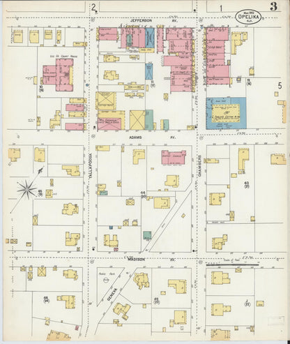 Sanborn Fire Insurance Map from Opelika, Lee County, Alabama (1903), Sheet #0003 - Complete Map Set gallery image, historic Sanborn map, vintage wall art, Alabama Alabama