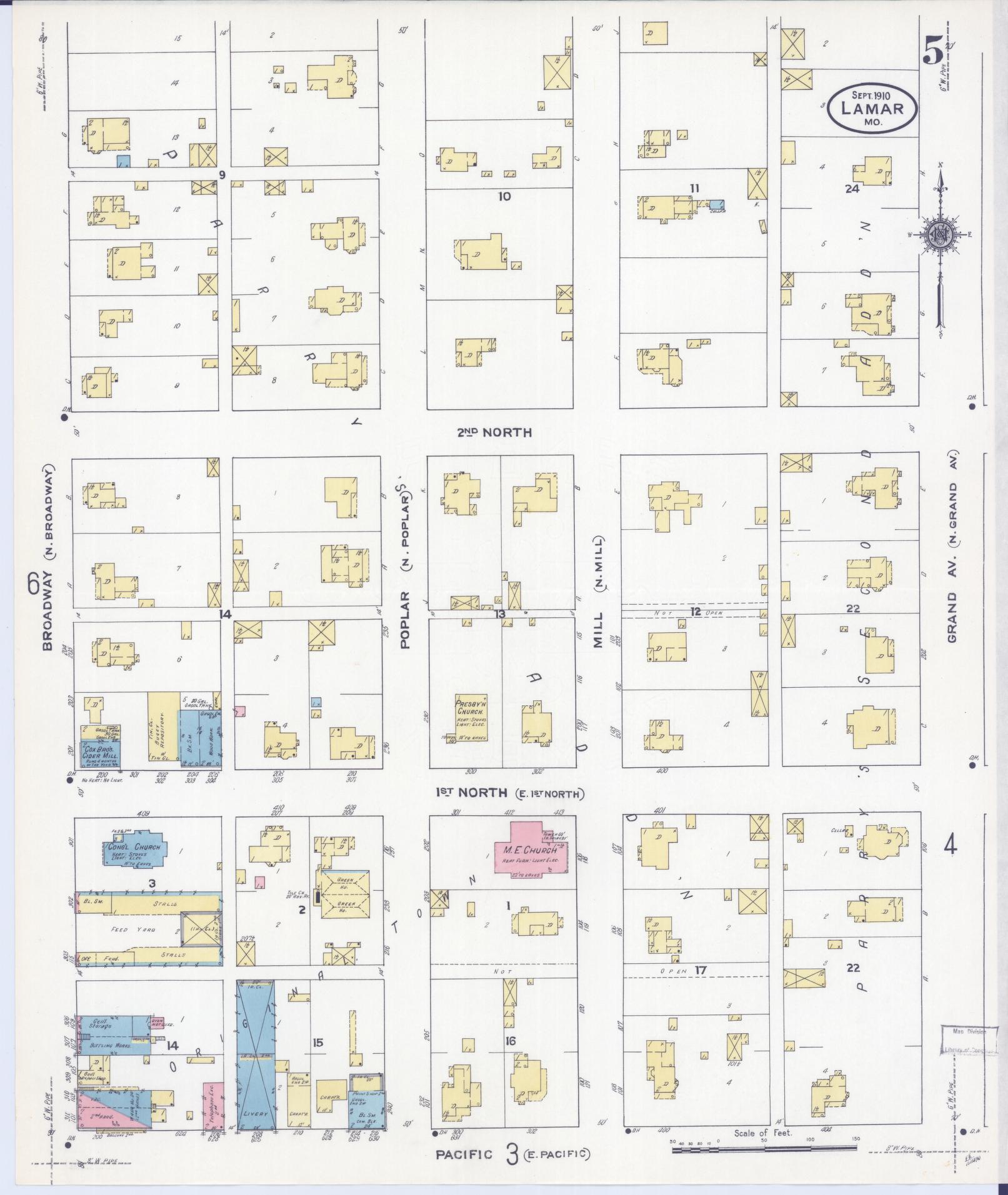 Sanborn Fire Insurance Map from Lamar, Barton County, Missouri (1910), Sheet #0005 - Historic Sanborn Fire Insurance Map Print, vintage old map wall art, antique decor, genealogy gift, Missouri Missouri map