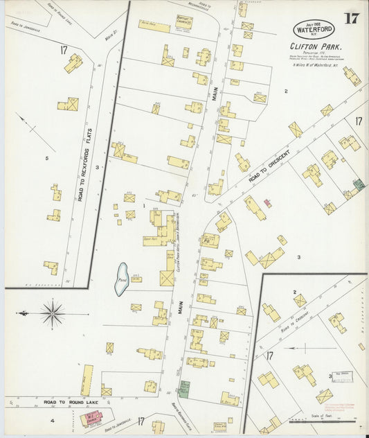 Sanborn Fire Insurance Map from Waterford, Saratoga County, New York (1902), Sheet #0017 - Historic Sanborn Fire Insurance Map Print, vintage old map wall art, antique decor, genealogy gift, New York New York map