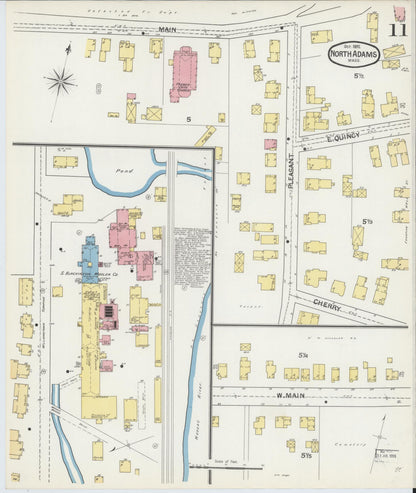 Sanborn Fire Insurance Map from North Adams, Berkshire County, Massachusetts (1892), Sheet #0011 - Historic Sanborn Fire Insurance Map Print, vintage old map wall art, antique decor, genealogy gift, Massachusetts Massachusetts map