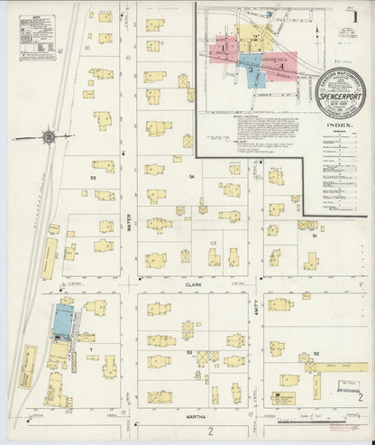 Sanborn Fire Insurance Map from Spencerport, Monroe County, New York (1911), Sheet #0001 - Historic Sanborn Fire Insurance Map Print, vintage old map wall art, antique decor, genealogy gift, New York New York map