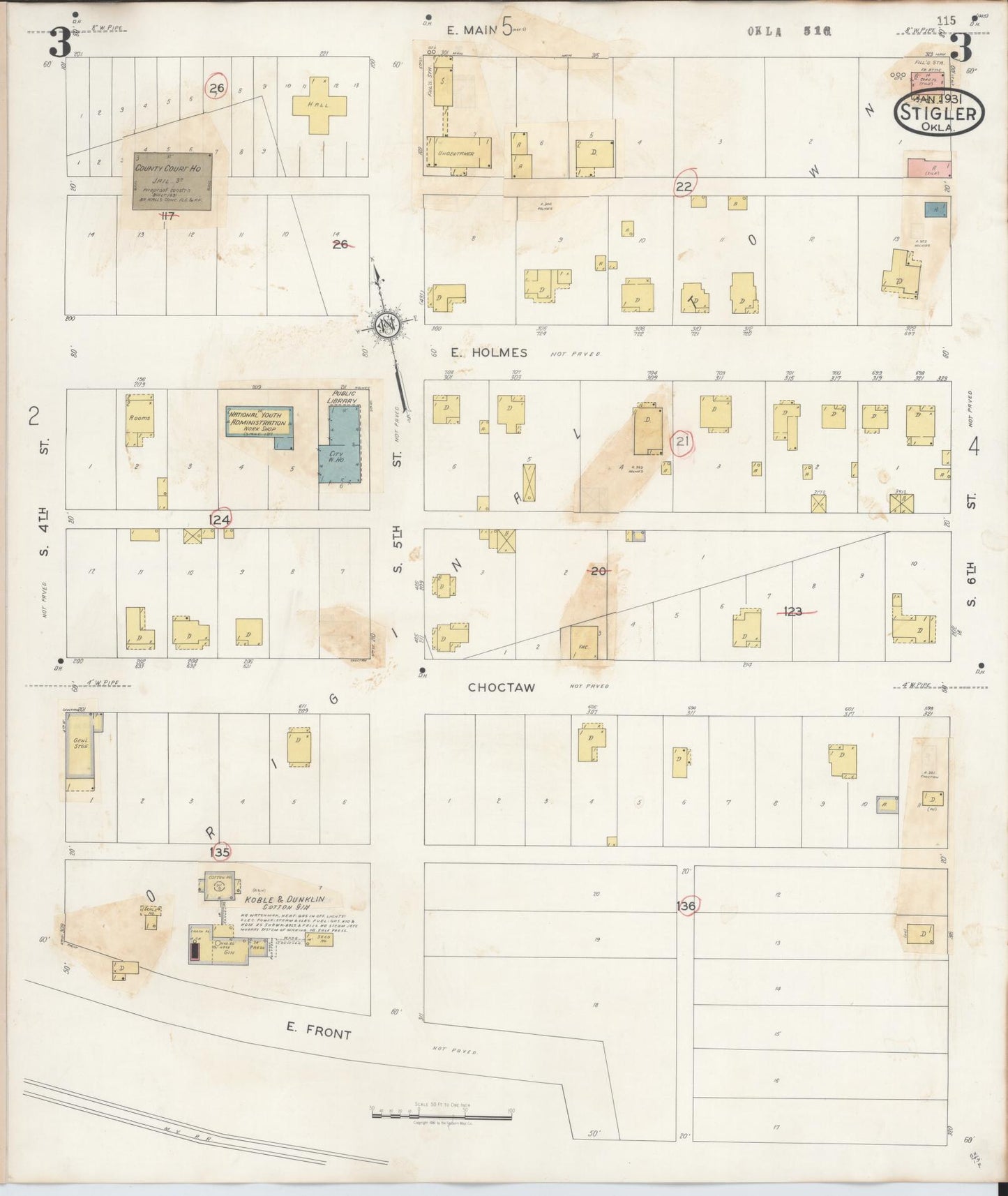 Sanborn Fire Insurance Map from Stigler, Haskell County, Oklahoma (1941), Sheet #0003 - Complete Map Set gallery image, historic Sanborn map, vintage wall art, Oklahoma Oklahoma
