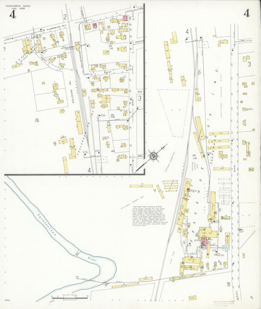 Sanborn Fire Insurance Map from Townsend, Middlesex County, Massachusetts (1936), Sheet #0004 - Historic Sanborn Fire Insurance Map Print, vintage old map wall art, antique decor, genealogy gift, Massachusetts Massachusetts map
