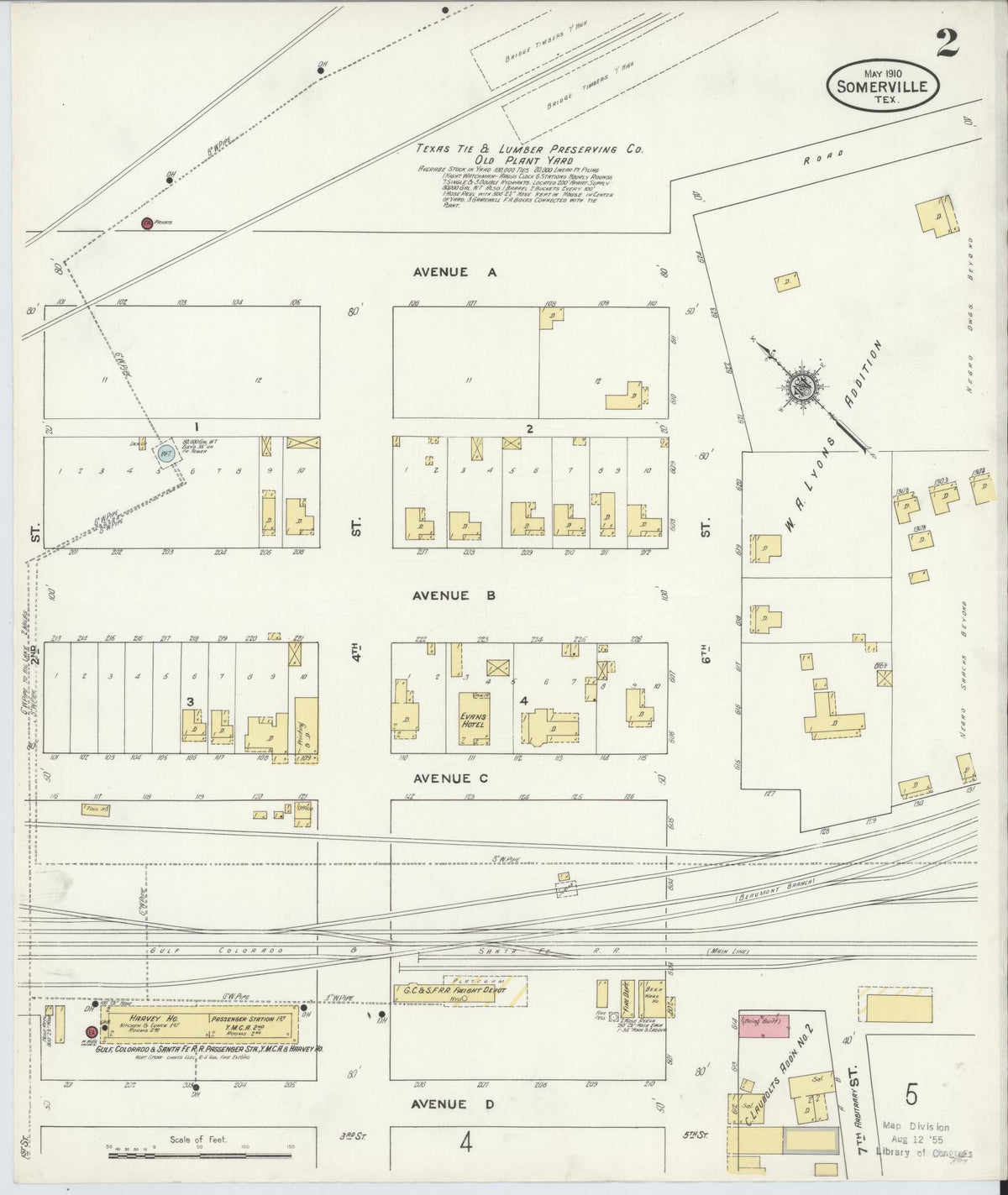 Sanborn Fire Insurance Map from Somerville, Burleson County, Texas (1910), Sheet #0002 - Historic Sanborn Fire Insurance Map Print, vintage old map wall art, antique decor, genealogy gift, Texas Texas map