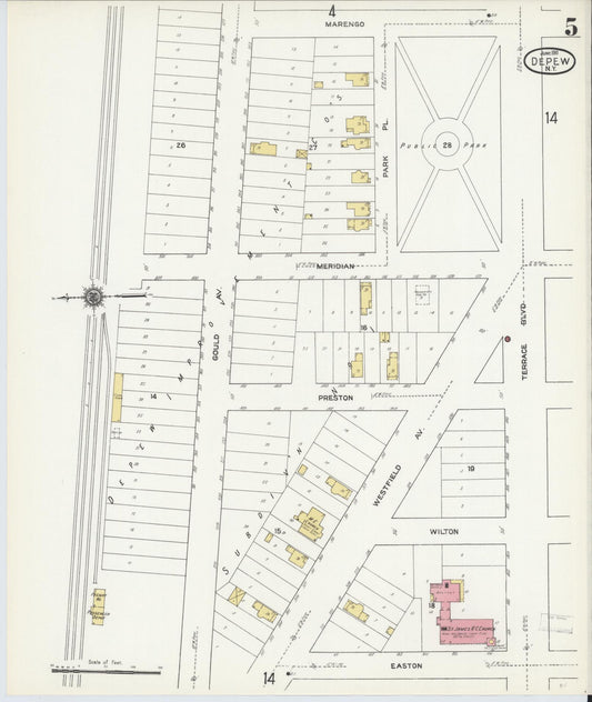 Sanborn Fire Insurance Map from Depew, Erie County, New York (1911), Sheet #0004 - Historic Sanborn Fire Insurance Map Print, vintage old map wall art, antique decor, genealogy gift, New York New York map