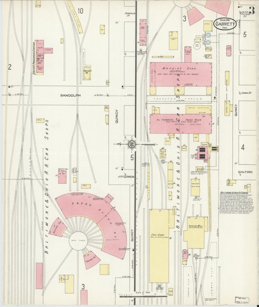 Sanborn Fire Insurance Map from Garrett, De Kalb County, Indiana (1914), Sheet #0003 - Historic Sanborn Fire Insurance Map Print, vintage old map wall art, antique decor, genealogy gift, Indiana Indiana map