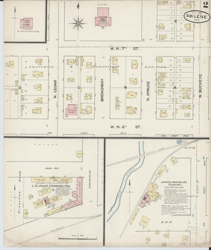 Sanborn Fire Insurance Map from Abilene, Dickinson County, Kansas (1887), Sheet #0002 - Complete Map Set gallery image, historic Sanborn map, vintage wall art, Kansas Kansas