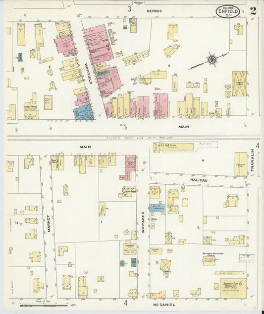 Sanborn Fire Insurance Map from Enfield, Halifax County, North Carolina (1909), Sheet #0002 - Historic Sanborn Fire Insurance Map Print, vintage old map wall art, antique decor, genealogy gift, North Carolina North Carolina map
