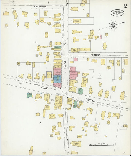 Sanborn Fire Insurance Map from Cohocton, Steuben County, New York (1905), Sheet #0002 - Historic Sanborn Fire Insurance Map Print, vintage old map wall art, antique decor, genealogy gift, New York New York map