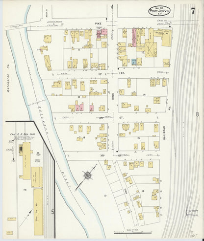 Sanborn Fire Insurance Map from Port Jervis, Orange County, New York (1912), Sheet #0007 - Complete Map Set gallery image, historic Sanborn map, vintage wall art, New York New York