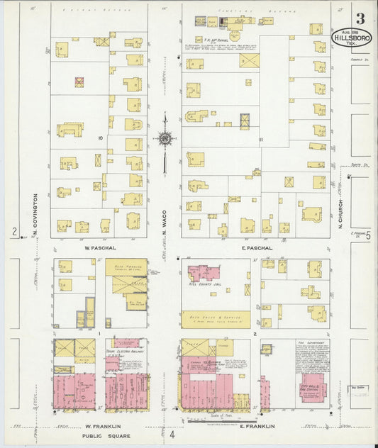 Sanborn Fire Insurance Map from Hillsboro, Hill County, Texas (1918), Sheet #0003 - Historic Sanborn Fire Insurance Map Print, vintage old map wall art, antique decor, genealogy gift, Texas Texas map