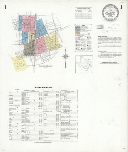 Sanborn Fire Insurance Map from Conroe, Montgomery County, Texas (1938), Sheet #0001 - Complete Map Set gallery image, historic Sanborn map, vintage wall art, Texas Texas