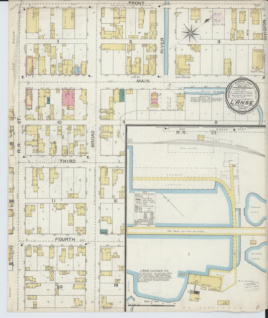 Sanborn Fire Insurance Map from L'Anse, Baraga County, Michigan (1893), Sheet #0001 - Historic Sanborn Fire Insurance Map Print, vintage old map wall art, antique decor, genealogy gift, Michigan Michigan map