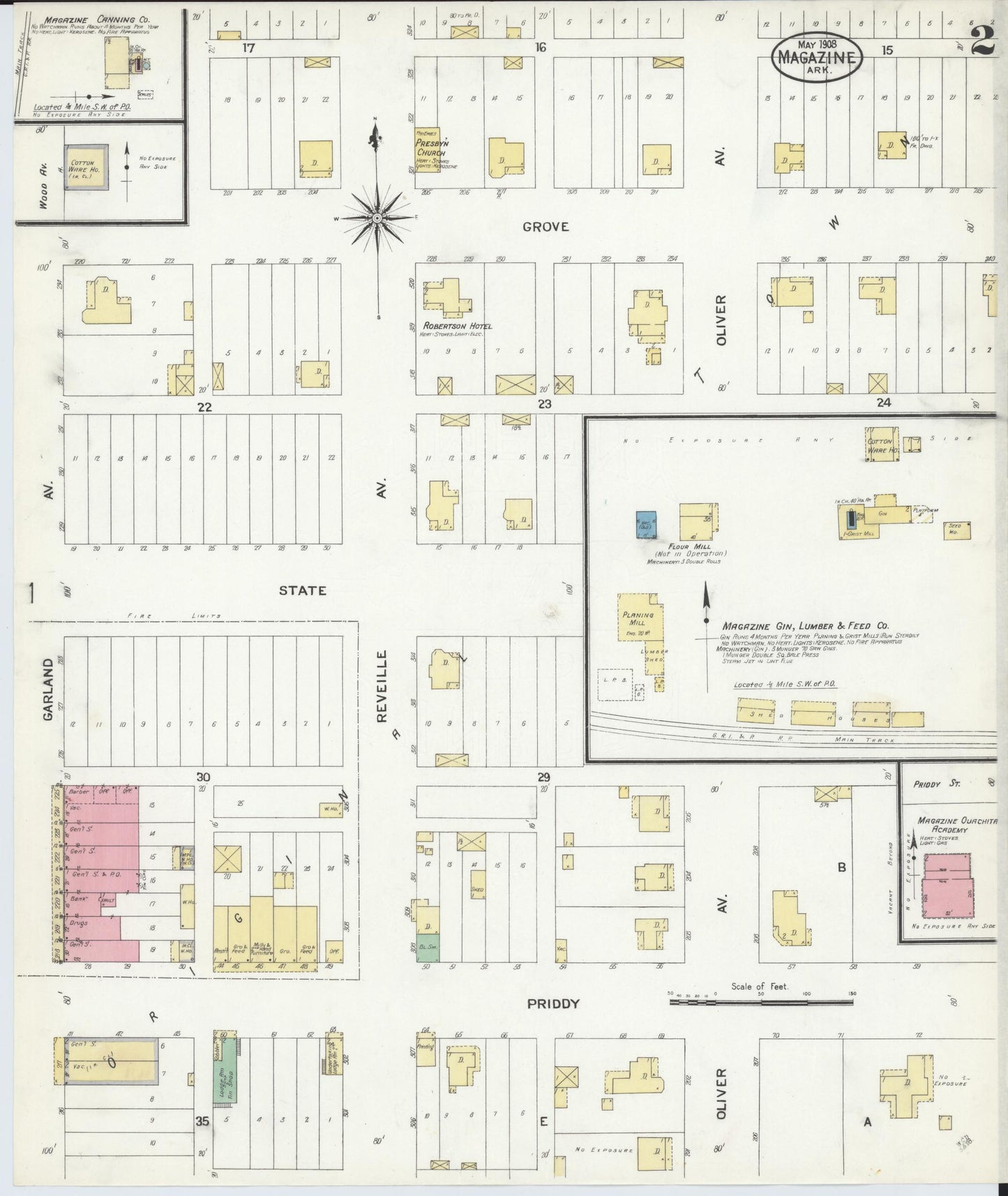 Sanborn Fire Insurance Map from Magazine, Logan County, Arkansas (1908), Sheet #0002 - Complete Map Set gallery image, historic Sanborn map, vintage wall art, Arkansas Arkansas