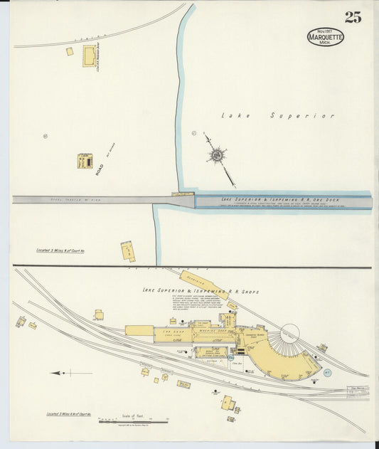 Sanborn Fire Insurance Map from Marquette, Marquette County, Michigan (1917), Sheet #0025 - Historic Sanborn Fire Insurance Map Print, vintage old map wall art, antique decor, genealogy gift, Michigan Michigan map