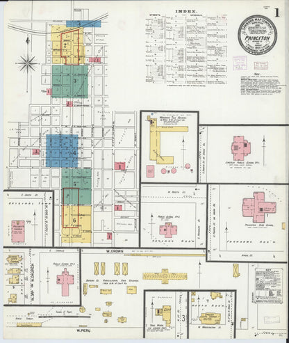 Sanborn Fire Insurance Map from Princeton, Bureau County, Illinois (1906), Sheet #0001 - Complete Map Set gallery image, historic Sanborn map, vintage wall art, Illinois Illinois