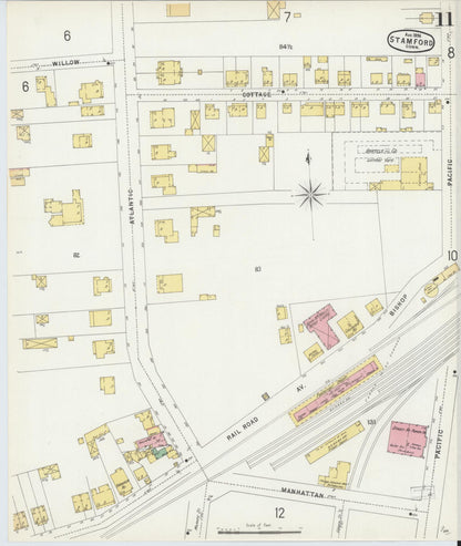Sanborn Fire Insurance Map from Stamford, Fairfield County, Connecticut (1896), Sheet #0011 - Complete Map Set gallery image, historic Sanborn map, vintage wall art, Connecticut Connecticut