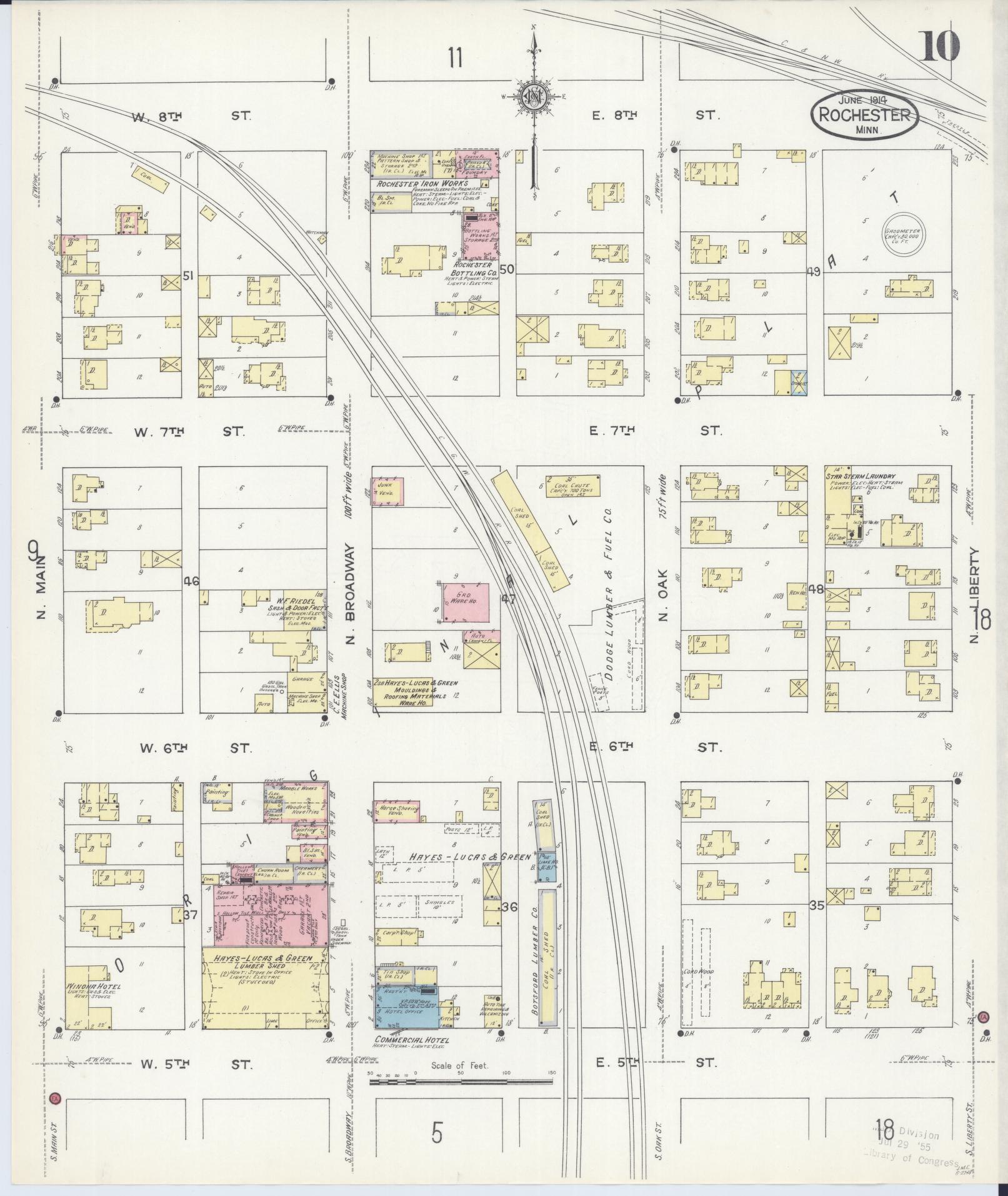Sanborn Fire Insurance Map from Rochester, Olmsted County, Minnesota (1914), Sheet #0010 - Complete Map Set gallery image, historic Sanborn map, vintage wall art, Minnesota Minnesota