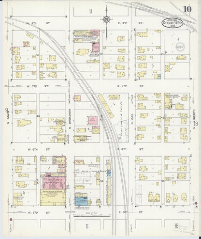 Sanborn Fire Insurance Map from Rochester, Olmsted County, Minnesota (1914), Sheet #0010 - Complete Map Set gallery image, historic Sanborn map, vintage wall art, Minnesota Minnesota