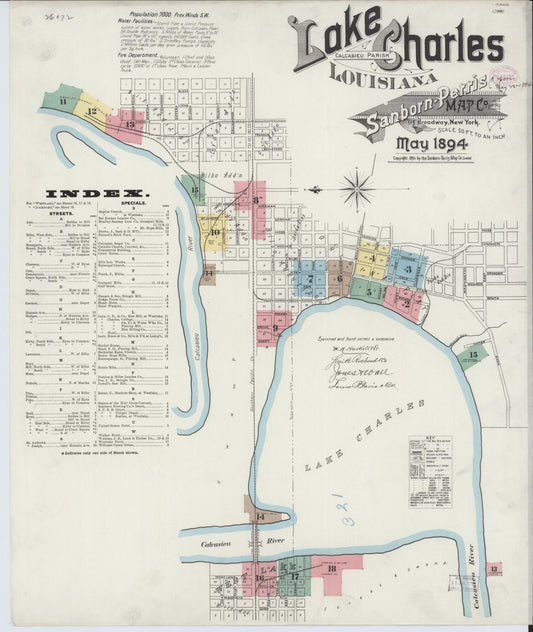 Sanborn Fire Insurance Map from Lake Charles, Calcasieu Parish, Louisiana. (1894) – Historic Sanborn Fire Insurance Map Print