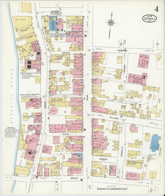 Sanborn Fire Insurance Map from Catskill, Greene County, New York (1912), Sheet #0004 - Historic Sanborn Fire Insurance Map Print, vintage old map wall art, antique decor, genealogy gift, New York New York map