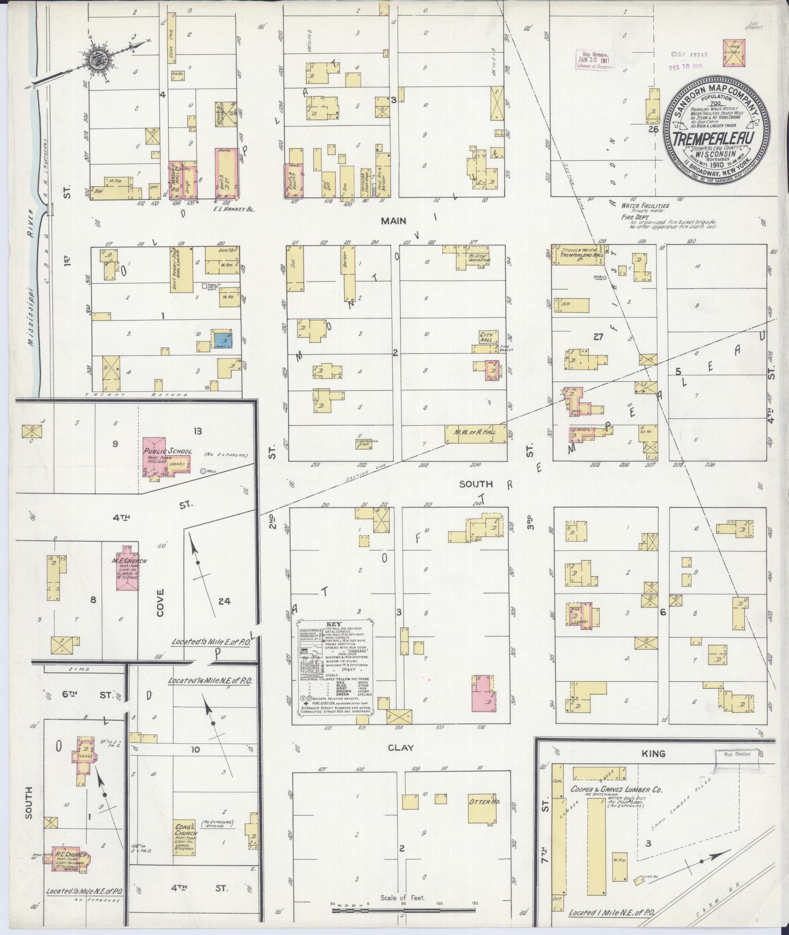 Sanborn Fire Insurance Map from Trempealeau, Trempealeau County, Wisconsin (1910), Sheet #0001 - Historic Sanborn Fire Insurance Map Print, vintage old map wall art, antique decor, genealogy gift, Wisconsin Wisconsin map