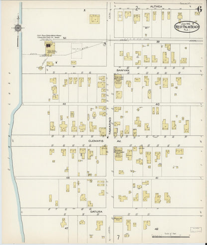 Sanborn Fire Insurance Map from West Palm Beach, Dade County, Florida (1915), Sheet #0006 - Complete Map Set gallery image, historic Sanborn map, vintage wall art, Florida Florida